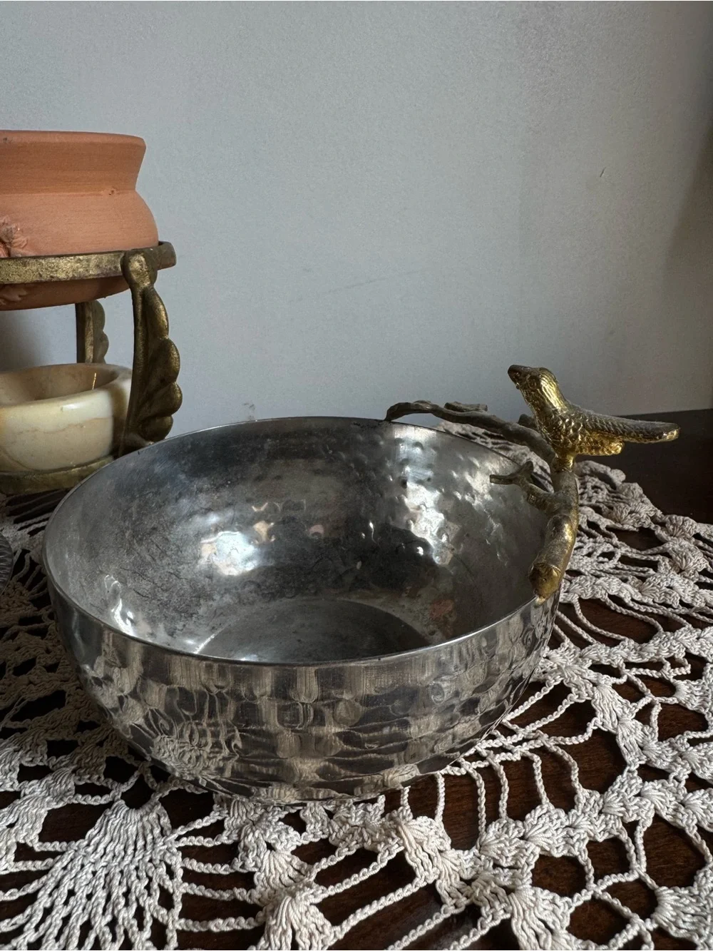 Misc. Terracotta & Metal Home Accent Dish Set Gold, Silver and Mini Stone Bowl